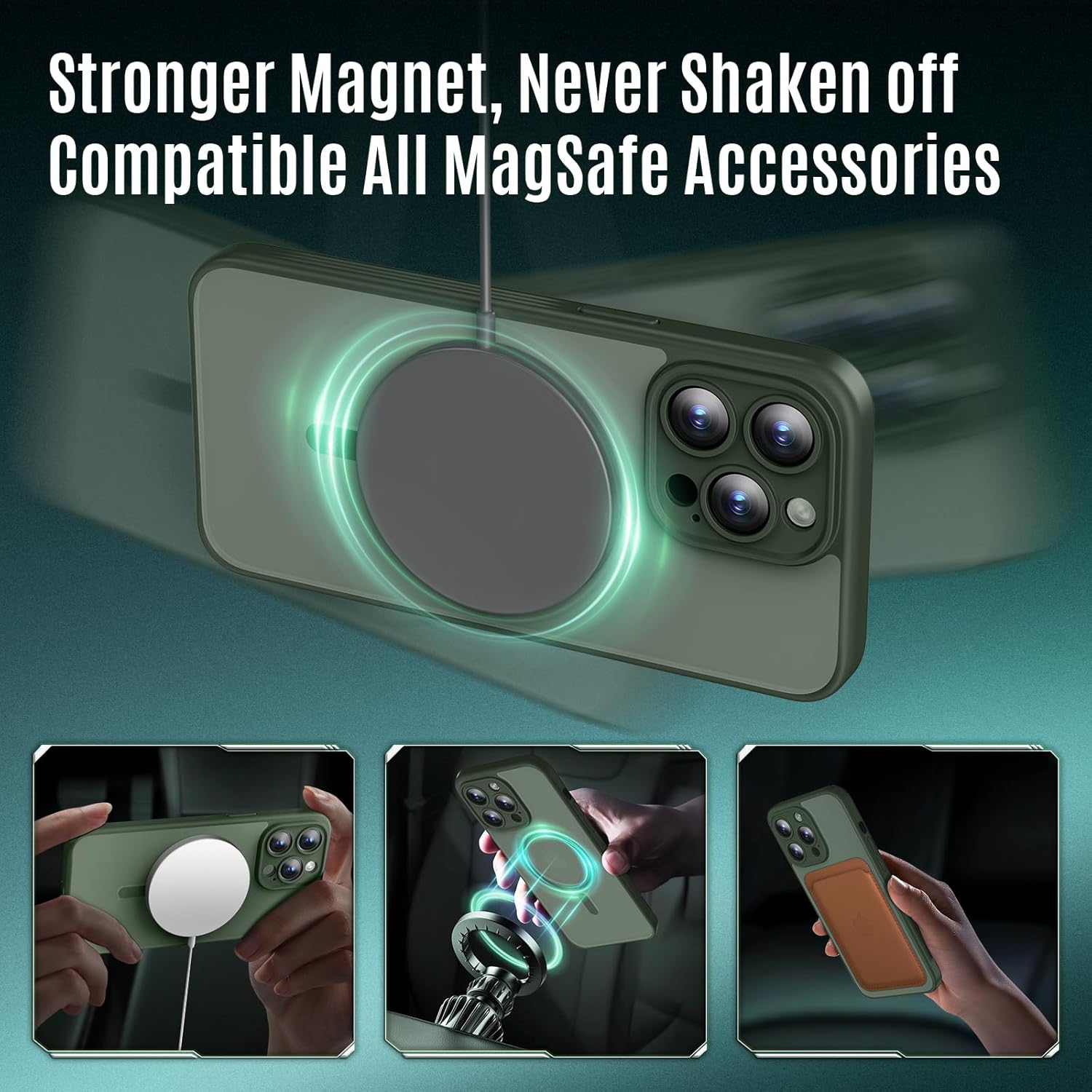 Designed for iPhone 12 Pro Max Case, Compatible with MagSafe, with Privacy Screen Protectors X2, [Camera Protection] [15FT Military Drop Protection] Shockproof Phone Case, 6.7", Alpine Green