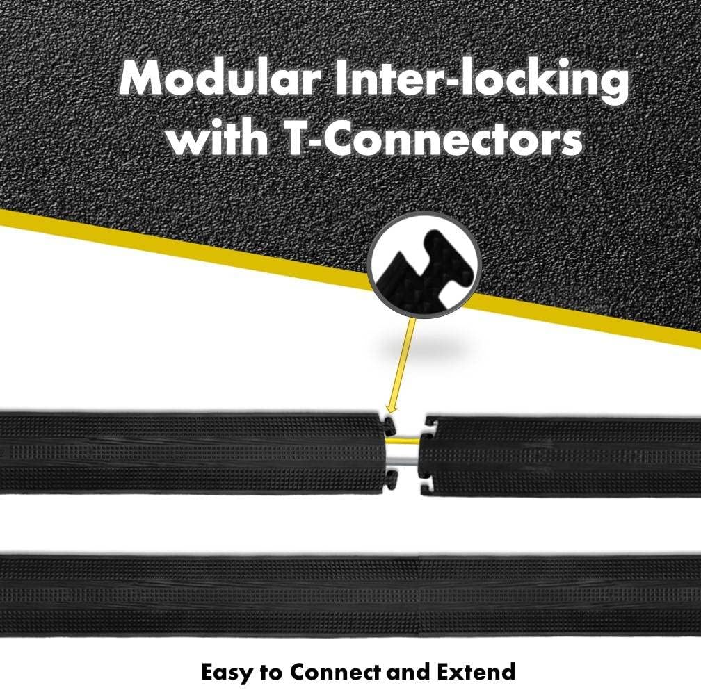 Kable Kontrol Drop Over Floor Cord Cover – 60” Inch Long 1 Channel Cable or Wire Protector – 50 Pcs Bulk Pack - Rubber Ramp for Indoor and Outdoor Use – Yellow