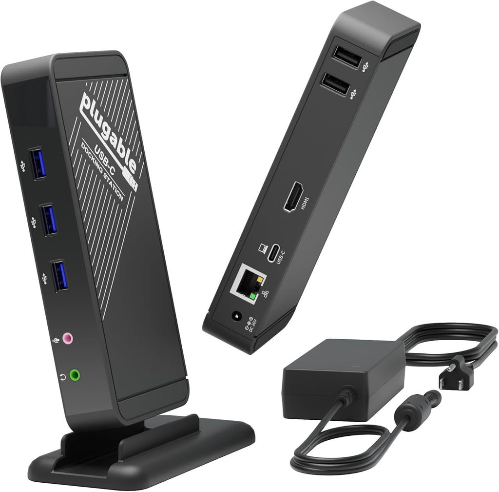 Plugable USB-C Dock with 4K HDMI and 60W Charging, Compatible with Thunderbolt 3/4, USB4, and USB C iPhone, iPad, Windows, and Chromebook 1Gbps Ethernet, 3X USB 3.0, 2X USB 2.0, Driverless