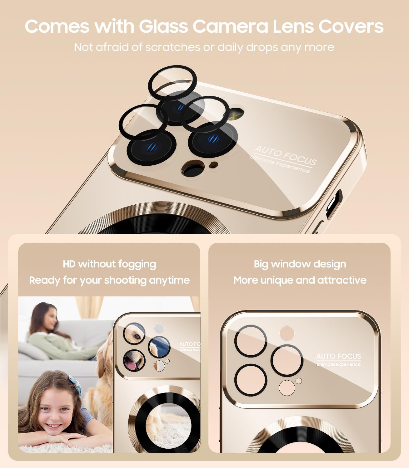 Magnetic for iPhone 16 Pro Max Case, Compatible with MagSafe, Built-in Camera Lens Protector, Logo View, Military Grade Drop Protection Phone Cover, Desert Titanium