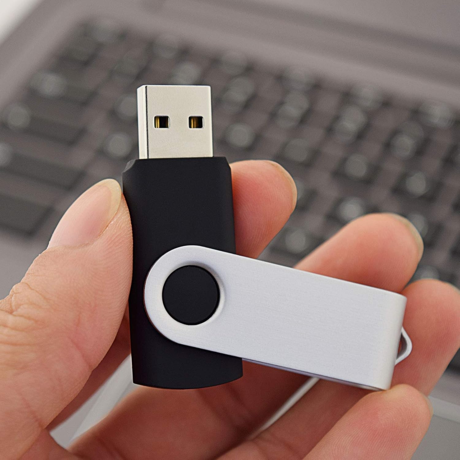KOOTION Wholesale Bulk 50 Pack USB Flash Drive 128MB Flash Drive Thumb Drive Flash Drives Swivel Memory Stick, Black