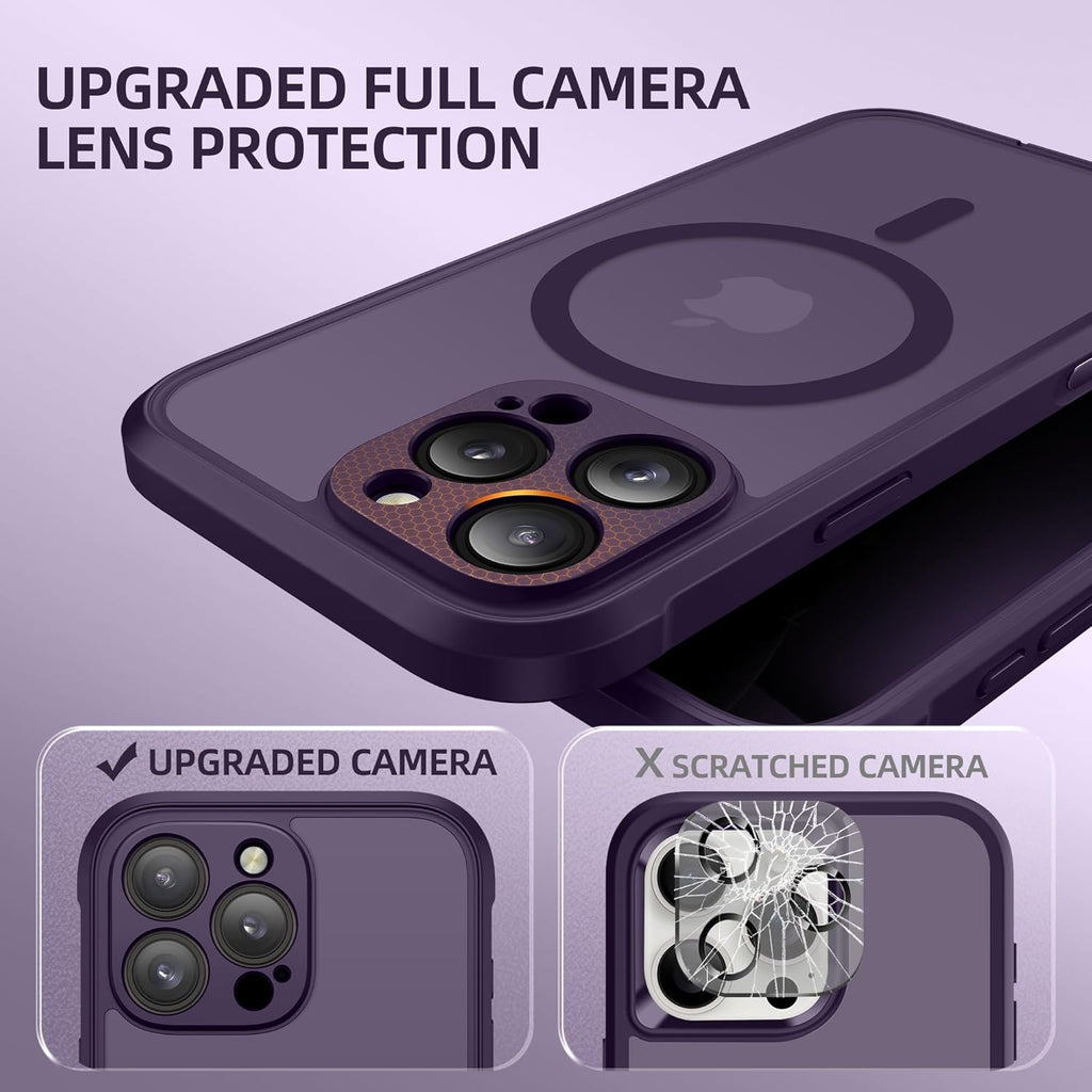 BERFY Magnetic for iPhone 16 Pro Case, Compatible with MagSafe, Built-in Privacy Screen Protector and Upgraded Camera Protection, Anti-Spy Full Body Shockproof Phone Case for 16 Pro 6.3", Deep Purple