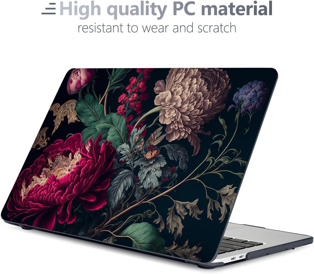 Batianda Design Case for M1 MacBook Air 13 Inch Model A2337 A2179 A1932 2021 2020 2019 Release,3D Stylish Designed Hard Shell with Keyboard Cover & Screen Protector, Vintage Flower