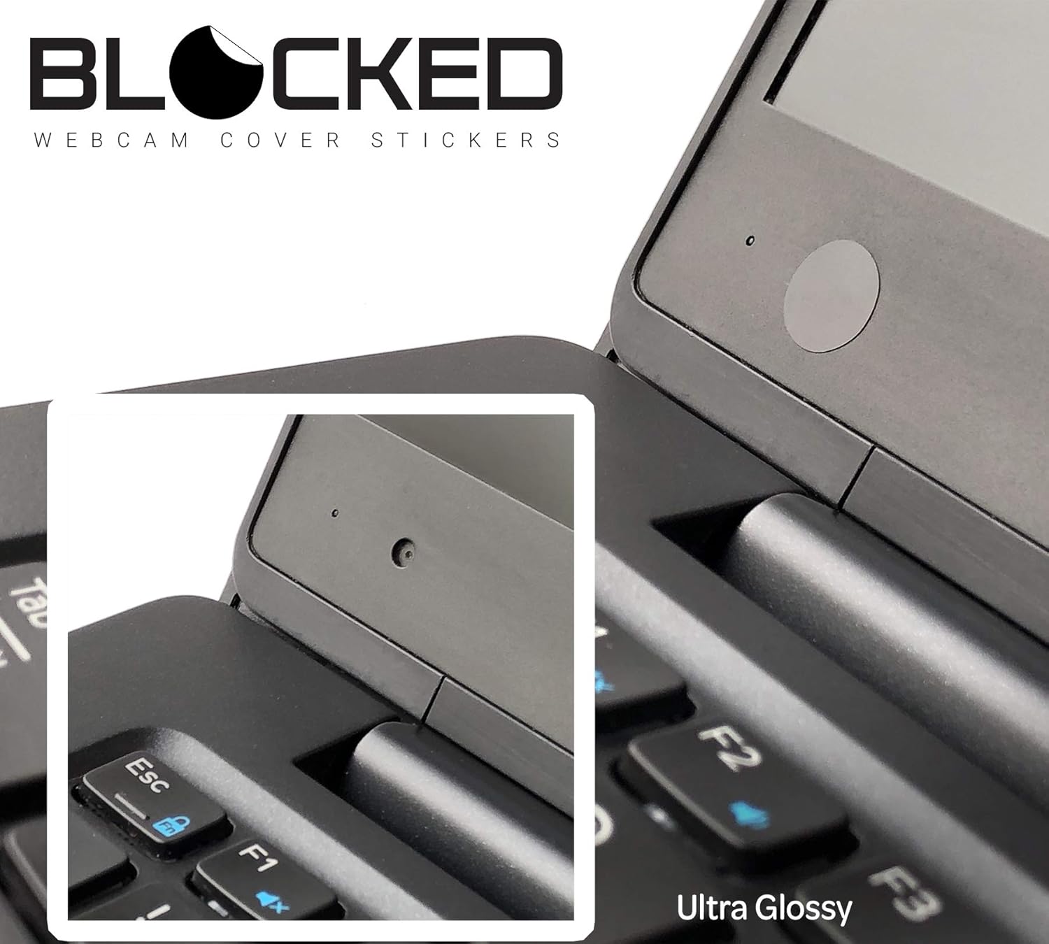 Webcam/Camera Vinyl Covers | 57 Low-Tack Reusable Webcam Sticker | 3-Sizes | Black 57-Pack (Ultra Glossy)