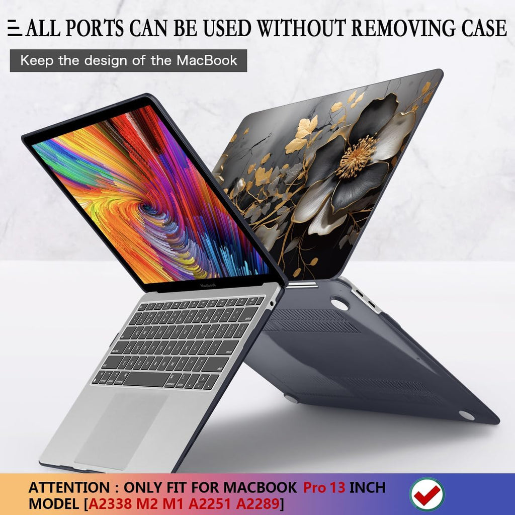 CISSOOK Compatible with MacBook Pro 13 inch Case M2 2025-2020 A2338 M1 A2251 A2289 Model with Touch Bar, Plastic Flower Hard Shell &Keyboard Cover&Screen Protector, Abstract Oil Painting