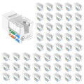 VCE Cat6 RJ45 Keystone Jacks UL Listed 50-Pack, Punch Down Ethernet Wall Jack 90-Degree Adapter in White with 1-Pack Wire Stripper Cutter