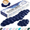 Cloud Wrist Rest for Keyboard and Mouse, Memory Foam PU Leather Keyboard Wrist Rest with Ergonomic Support, Non-Slip Base, Cute Arm Rest Pad & Palm Cushion, Office Desk Accessory, Dark Blue