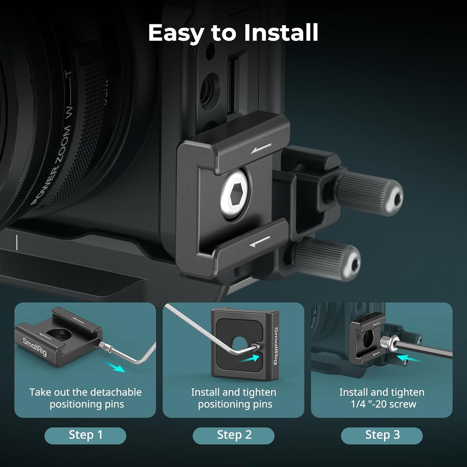 SmallRig Anti-Twist Cold Shoe Mount Adapter (2pcs) with 1/4"-20 Screws, for Flash LED Light Monitor Microphone, with Anti Twist Pins, Compatible with SmallRig Cage - 5032