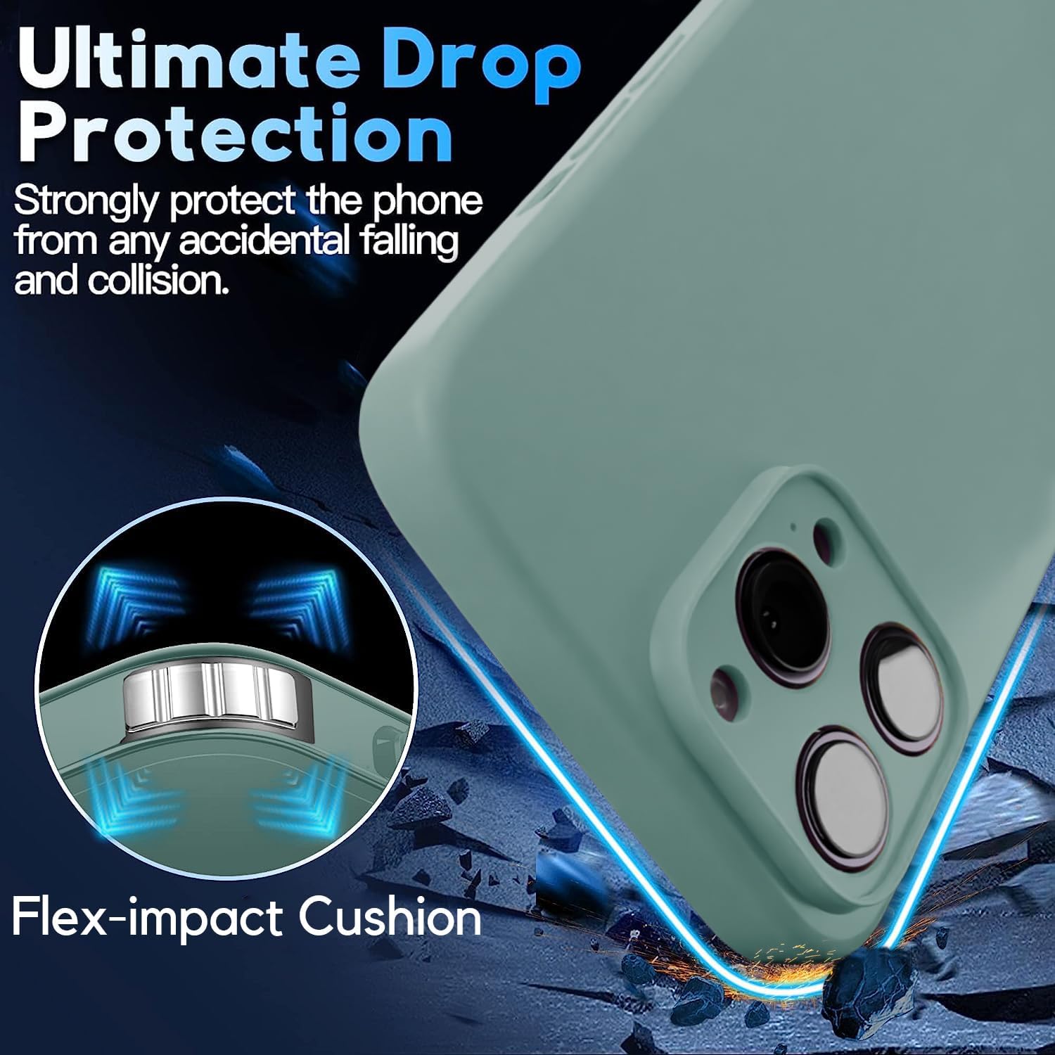 Blaspins Crossbody Lanyard Strap Case for iPhone 13 Mini, Neck Cross Body, Adjustable Holder Removable, Drop Protection Shockproof, Hands-Free Silicone Case 5.4 inch,150 cm Strap, iP13mini-Pine Green