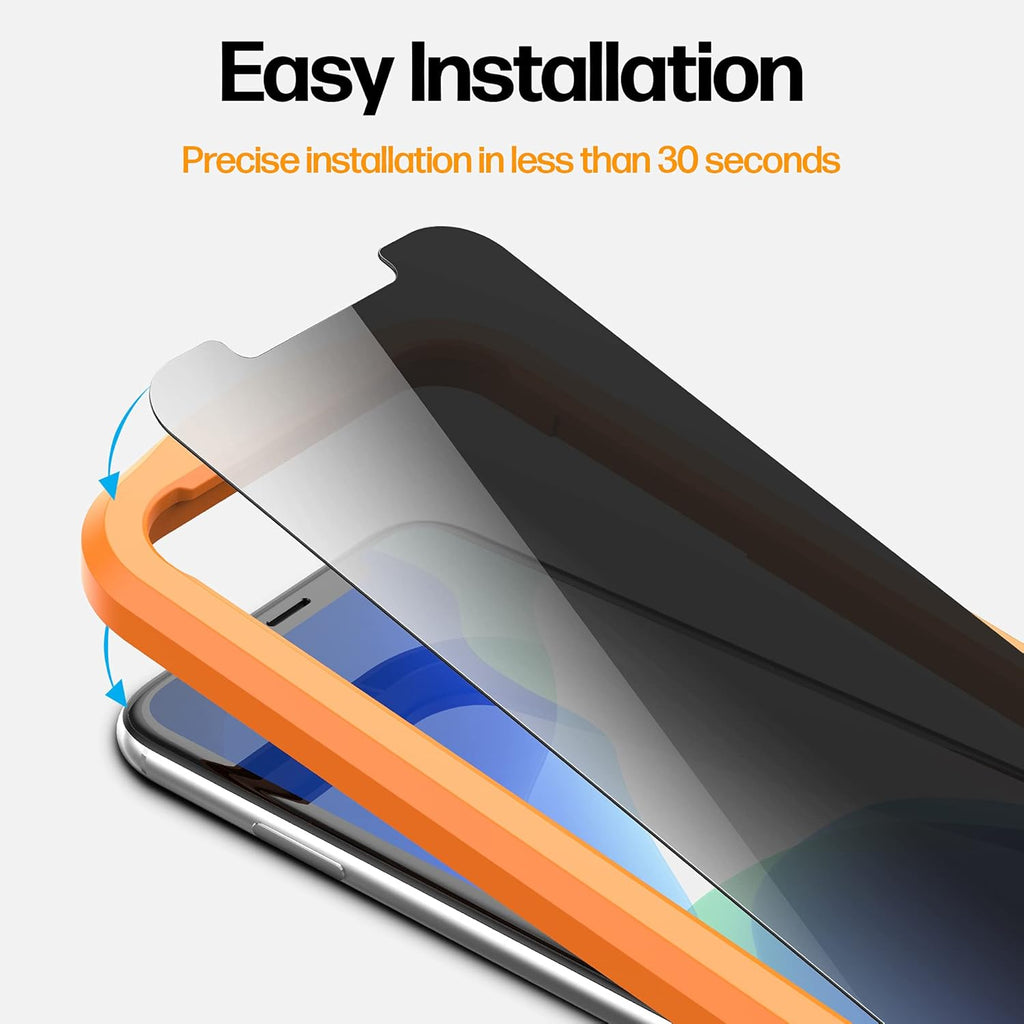 Power Theory Designed for iPhone 11 Pro Max, iPhone XS Max Privacy Screen Protector Tempered Glass Anti Spy protection [9H Hardness], Easy Install Kit, 99% HD Bubble Free Case Friendly, 2 Pack