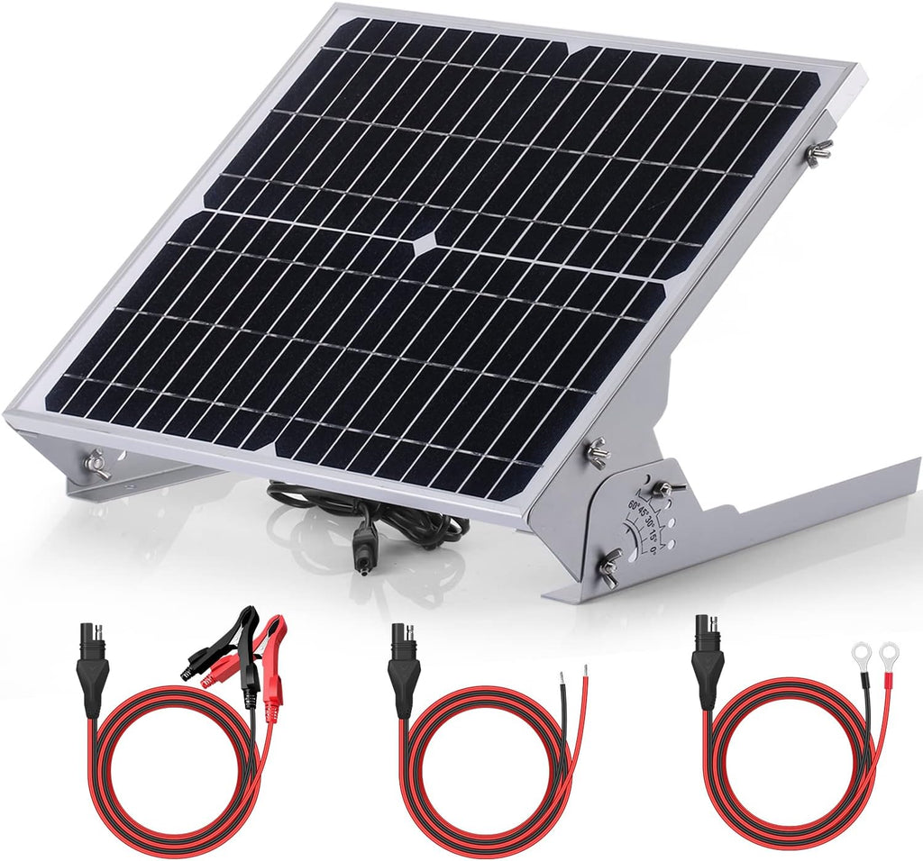 SUNER POWER 20W 12V Solar Battery Charger Maintainer, Built-in Smart MPPT Charge Controller, Adjustable Mount Bracket, Waterproof 20 Watt Solar Panel Kits for Car Automotive Boat Marine RV Trailer