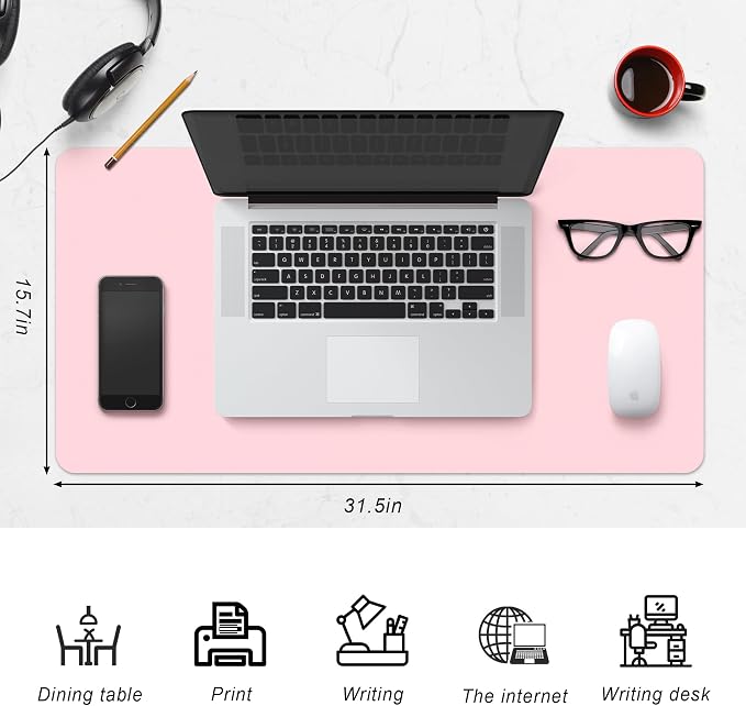 CADONO Leather Desk Pad Protector, Non-Slip PU Leather Large Mouse Pad - Image 4
