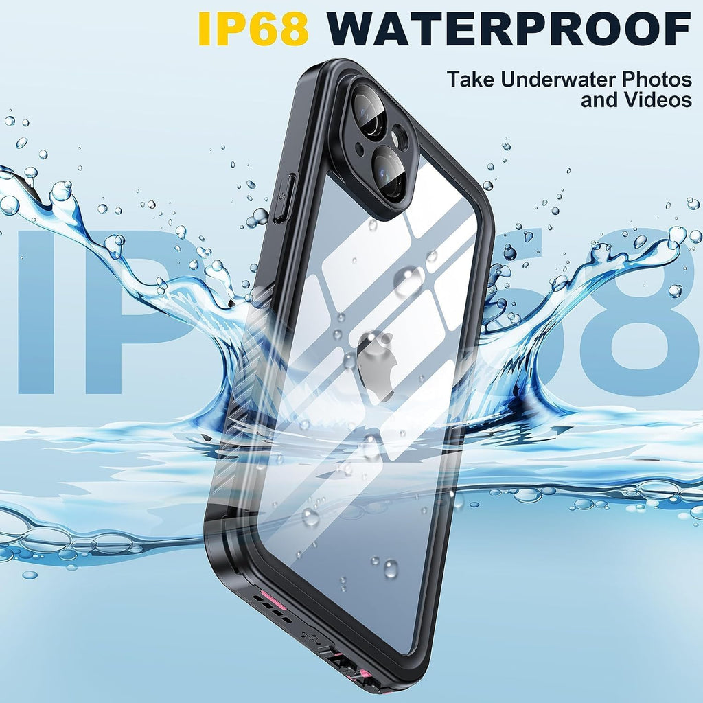 for iPhone 15 Plus Case Waterproof - Built-in Privacy Screen Protector & HD Screen Protector [IP68 Underwater] Shockproof Dustproof Full Body Protection iPhone 15 Plus Phone Case Pink