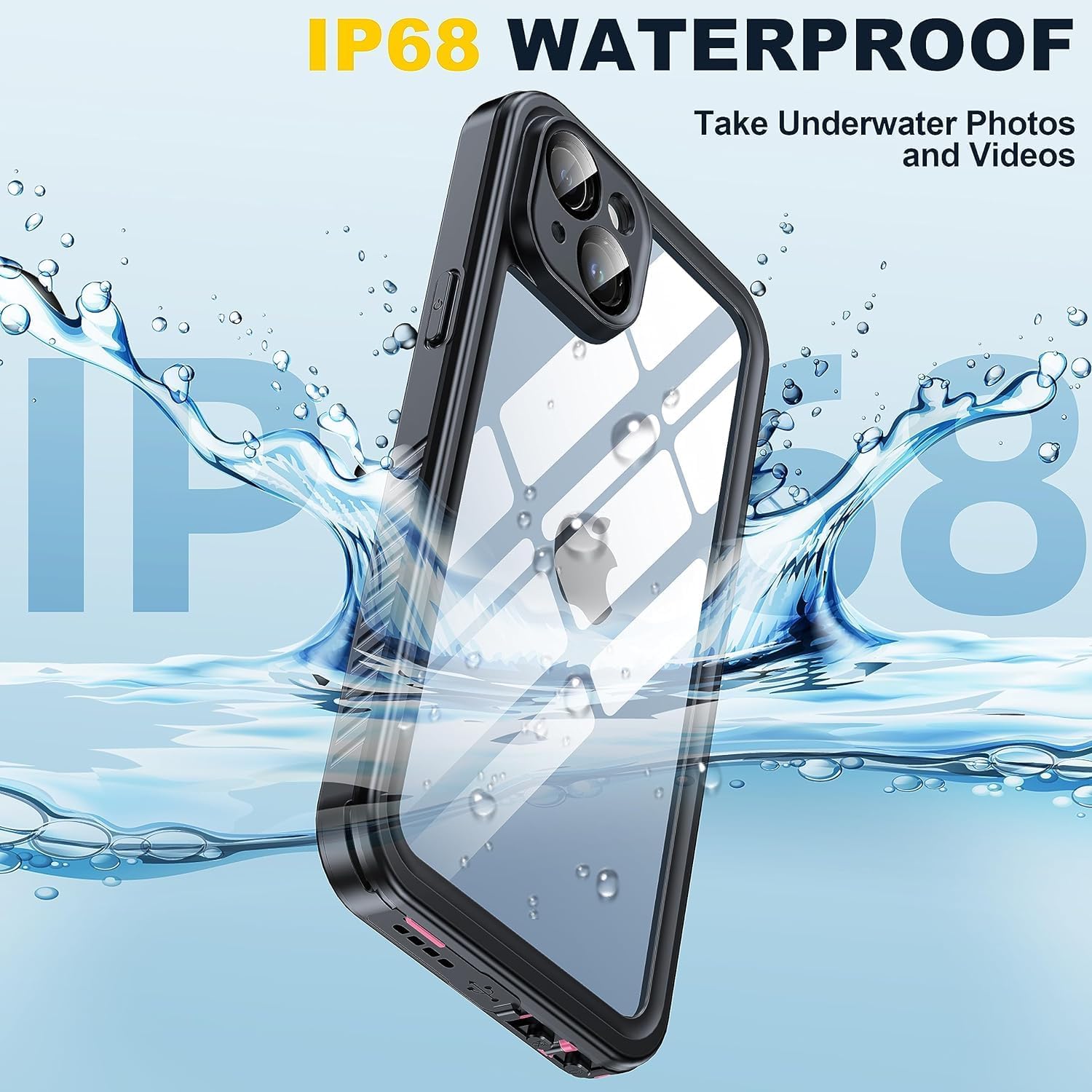 for iPhone 15 Plus Case Waterproof - Built-in Privacy Screen Protector & HD Screen Protector [IP68 Underwater] Shockproof Dustproof Full Body Protection iPhone 15 Plus Phone Case Pink