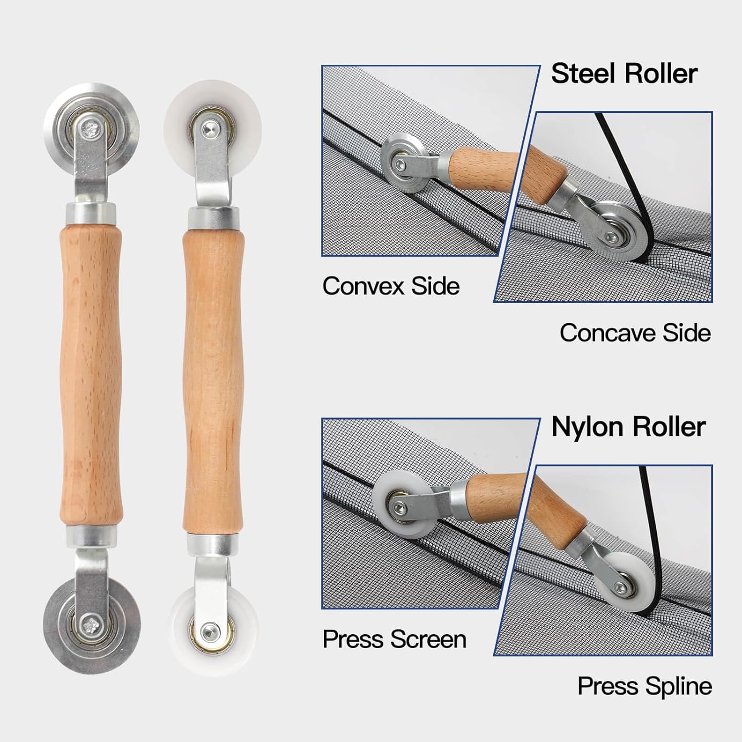 Window Screen Door Repair Kit Include Window Screens Mesh 48"x118" with All Tools in Window Screen Replacement(2pcs Screen Rollers, Screen splines, Hook, Utility Knife and Ruler), Yolovit