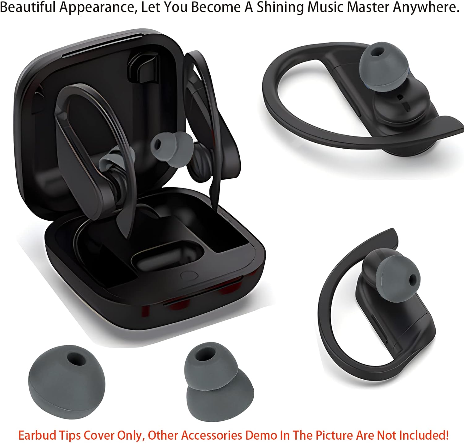 Earbud Tips Earbud Replacement Tips Replacement Earbud Tips Earbud Covers Replacement Ear Pads Earbud Rubber Tips Ear Tips for Powerbeats Pro Beats Wireless Earphone Headphones 4 Pairs (Dark Gray)