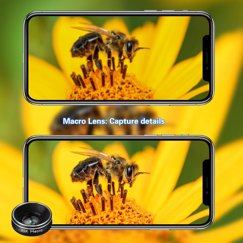 Phone Camera Lens, 198 Fisheye Lens + 120 Super Wide-Angle Lens + 20x Macro Lenses Camera Photography Accessories kit Gadgets for iPhone Samsung Android Smartphone