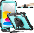 timecity for iPad (A16) 11th/ 10th Generation Case 11''/ 10.9 Inch (2025/2022) - Heavy Duty Protective Cover with Screen Protector, Stand, Shoulder Strap & Pencil Holder | Kids-Friendly - Light Blue
