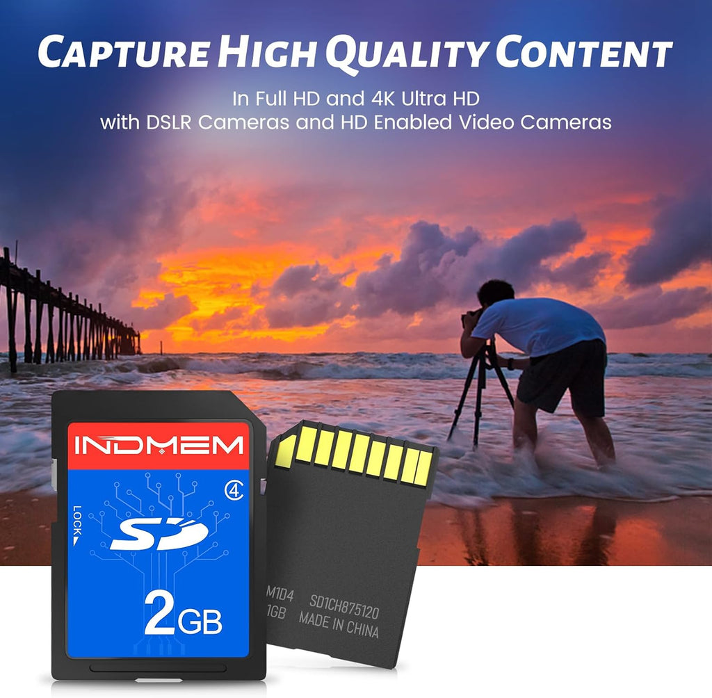 INDMEM SD Card 2GB, 6 Packs Class 4 2GB Flash Memory Card MLC Standard Secure Digital Cards Camera Card