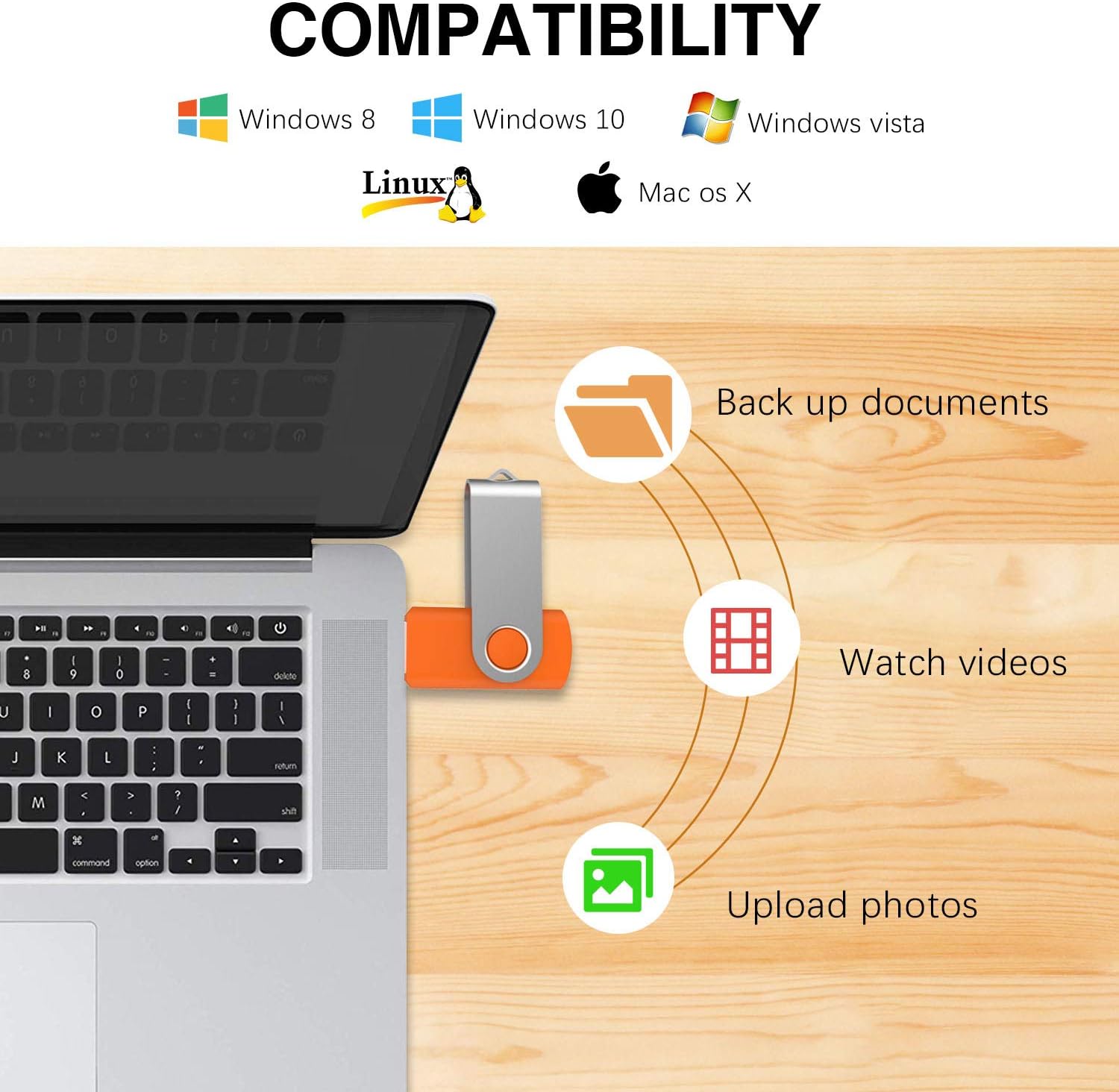 KOOTION 10 X 16 GB USB Flash Drive 16 gb Flash Drive Thumb Drive Memory Stick Pen Drive Keychain Design Orange