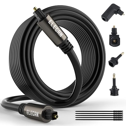 Elecan Optical Audio Cable 20 Ft Digital Audio Toslink Cable Cord-Fiber by Elecan