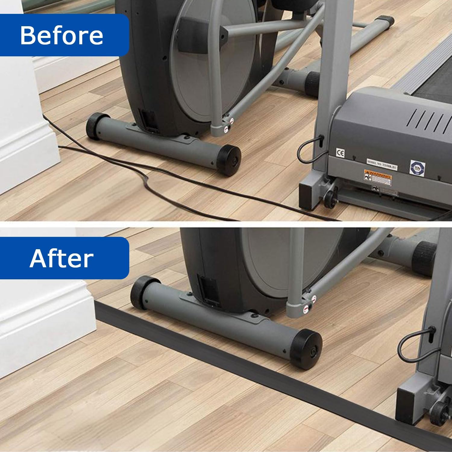 6ft Floor Cord Cover,Cord Hider Floor Black,Extension Cable Cover Power Cord Protector Floor,Floor Cable Management Prevent Cable Trips,Cord Protector Cord Cavity:0.47" (W) x 0.24" (H)