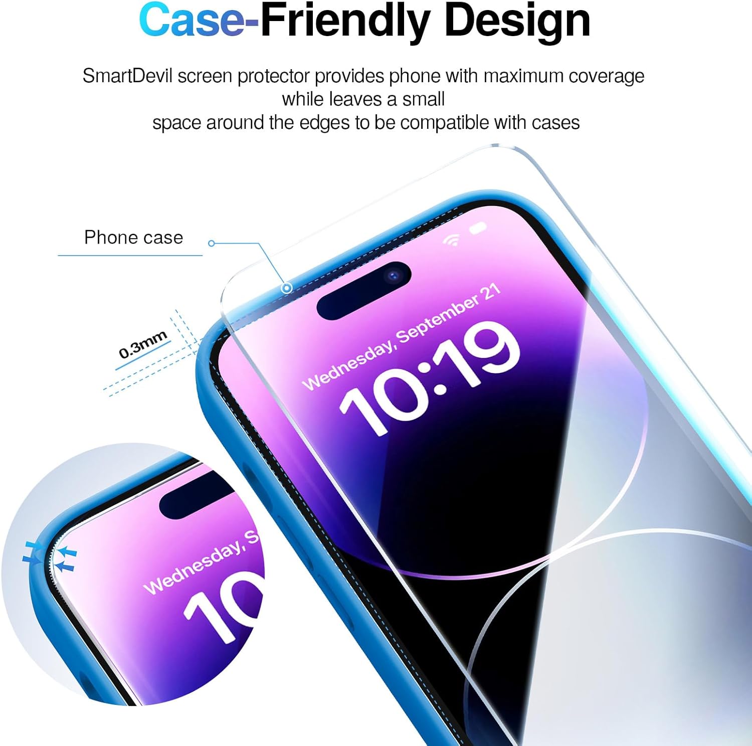 SMARTDEVIL 2 Pack Screen Protector for iPhone 14 Pro Max (6.9 Inch) Tempered Glass, HD Clear Film, Easy Installation, Dust-Free & Bubble-Free