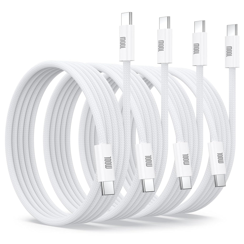 USB C Cable Fast Charging, 4 Pack 6FT USB C to USB C Cable, 100W Type C Nylon Braided Charger Cable for iPhone Air 17 16 15 Pro Max,Samsung S25/S24 Ultra,MacBook Pro/Air,iPad,Pixel,PS5,Switch