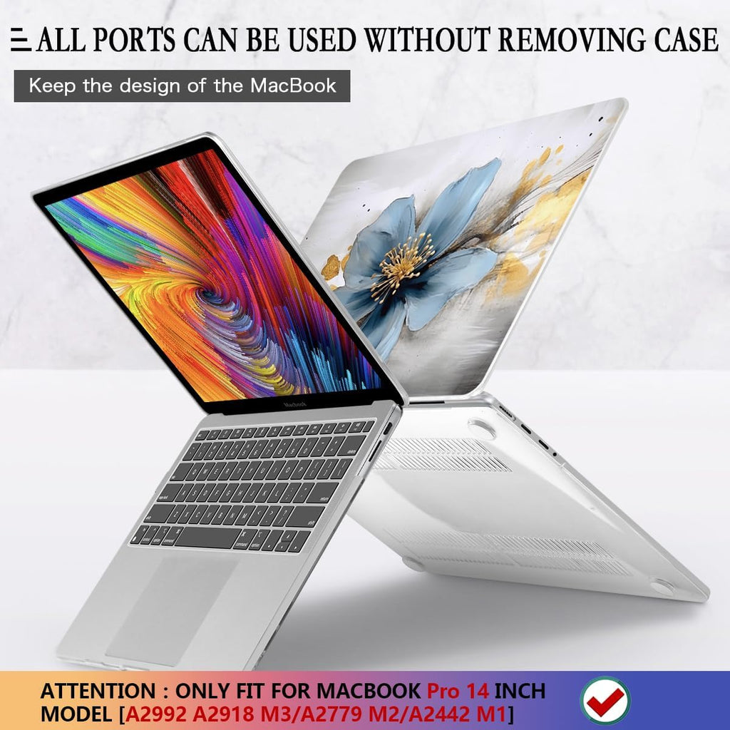 CISSOOK for MacBook Pro 14 Inch Case 2024 2023 2022 2021 M4/M3/M2/M1 Pro/Max Chip A3401 A3112 A3185 A2918 A2992 A2779 A2442 Model, Plastic Cover for MacBook Pro 14'' with Touch ID, Retro Floral