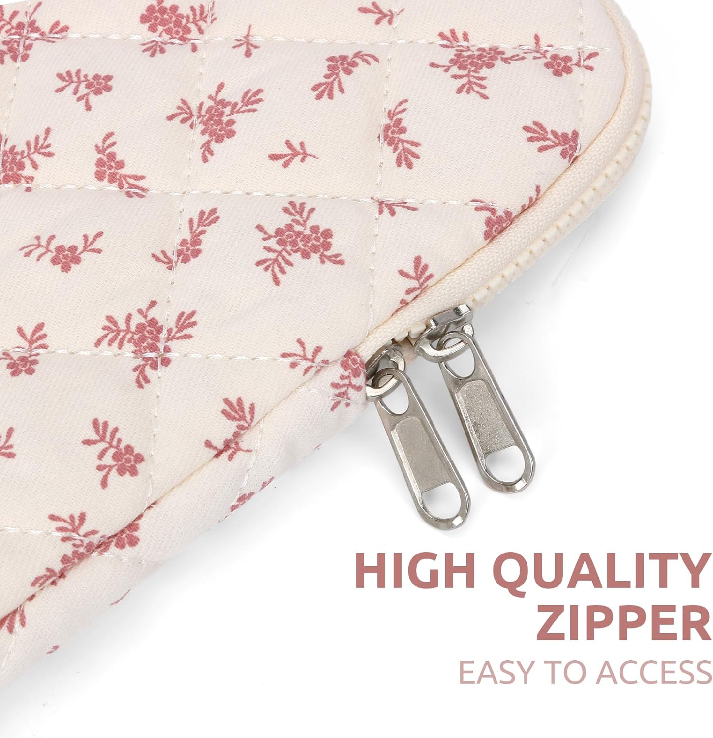 Puffy Laptop Sleeve 13-15.6 Inch Cute Quilted Laptop Protective Case Padded Floral Computer Sleeve for MacBook (A-Pink, 13 Inch)