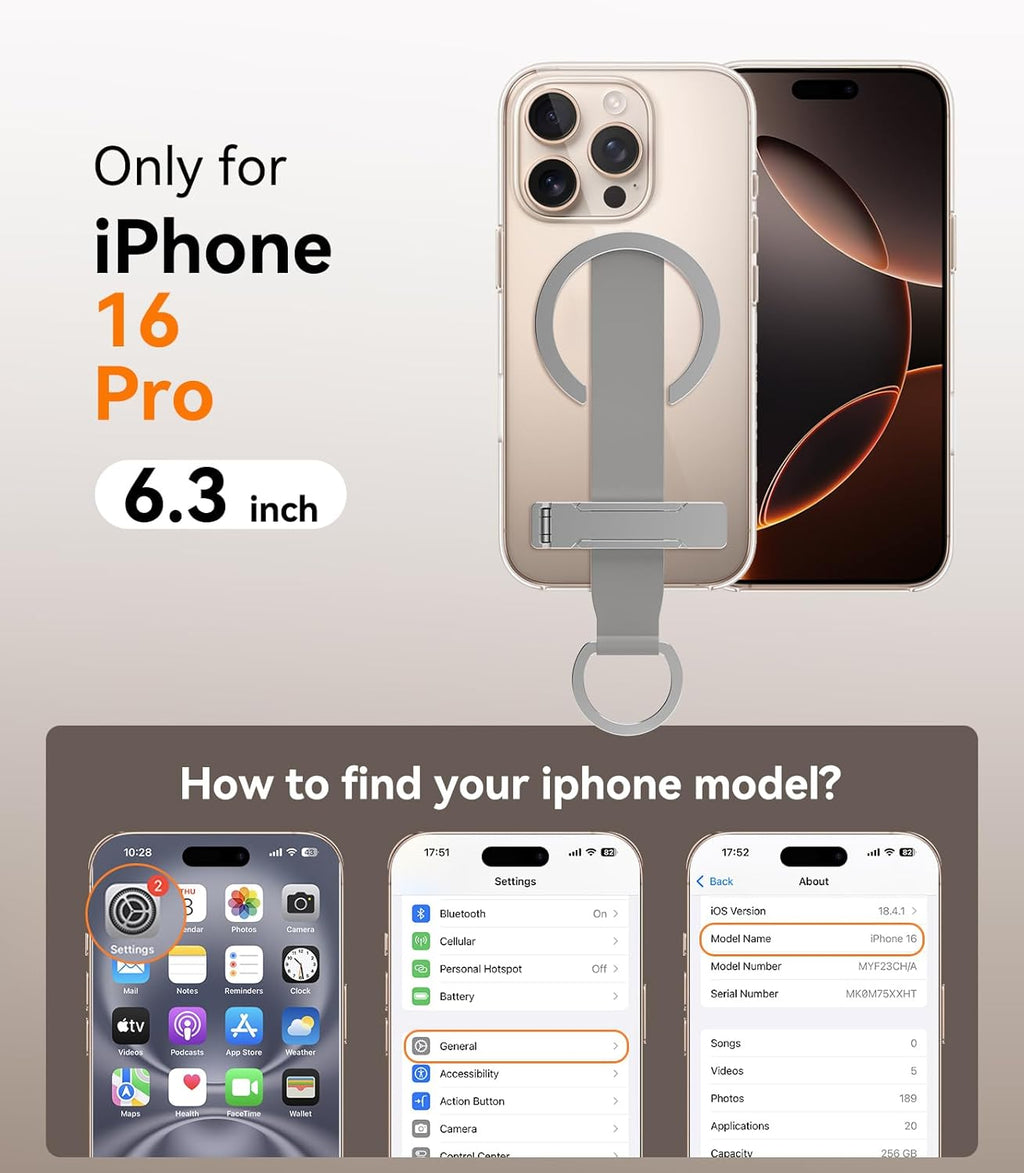 for iPhone 16 Case 4-in-1 - Magnetic Clear, Adjustable Wrist Strap, Foldable Stand & Crossbody Lanyard, Anti-Yellowing Protective Case (for iPhone 16)