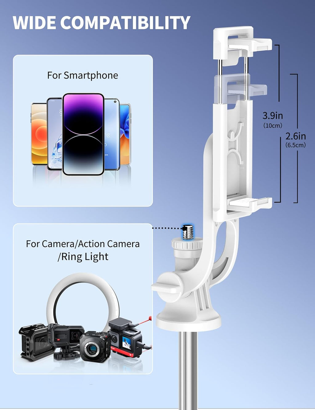 71" Phone Tripod Selfie Stick, All-in-1 with Remote, Extendable Cell Phone Tripod for iPhone, Smartphone Stand for Selfie/Video Recording/Photo/Live Stream/Vlog
