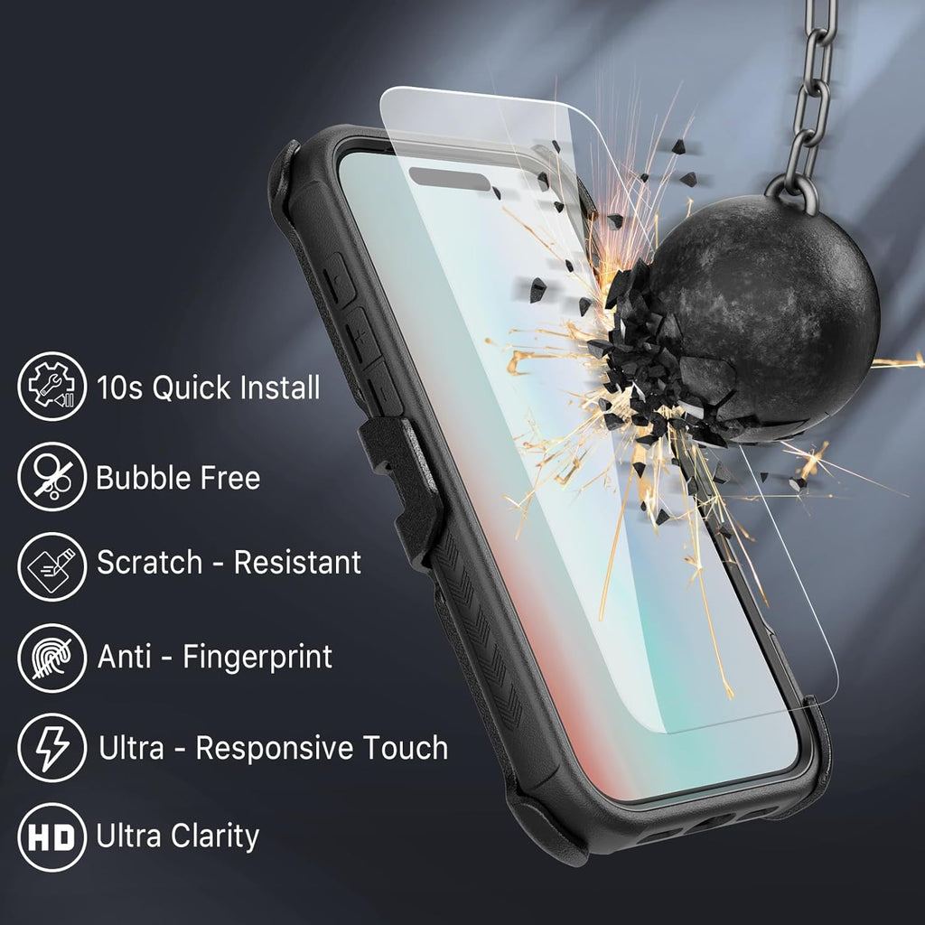 M MYBAT PRO for iPhone Air Case with Belt Clip Holster, [Compatible with Magsafe] w/Screen Protector, Anti-Drop, Shockproof, w 360°Rotating Kickstand,Heavy Duty Protection (Black)
