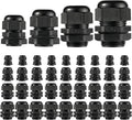 PENGLIN Cable Glands NPT Nylon Cable Connector, Strain Relief Cord Connector, IP68 Waterproof Adjustable Locknut(1/4" 1/2" 3/4" 1" Glands Combo (40Pack))