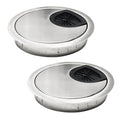 2 Pcs Desk Grommet 2-3/8" / 60 mm, Desk Cord Hole Cover, Cable Grommet Metal Zinc Alloy Materilal, Desk Hole Grommet for Home & Office Pc, Detachable Cable Cord Organizer-Brushed Silver