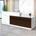 Reception Desk with Counter Modern Checkout Counter with Lockable Drawer Keyboard Tray Receptionist Desk for Office Salon Reception Table L Right 55inch/140cm