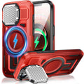 Camera Stand Case for iPhone 16E, [Compatible with Mag Safe] [Lens Cover] 2024 Version Military Grade Protective Soft Case for iPhone 16E 6.3 inch Men Women, Red