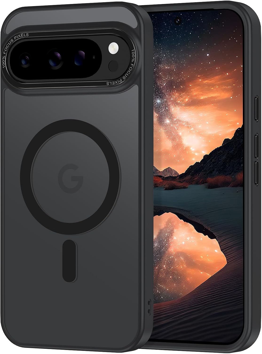 Magnetic for Google Pixel 9 Pro XL Case, [Military Grade Drop Protection] [Compatible with MagSafe] Shockproof Slim Translucent Matte Anti-Slip for Women Girls Men Case, Black