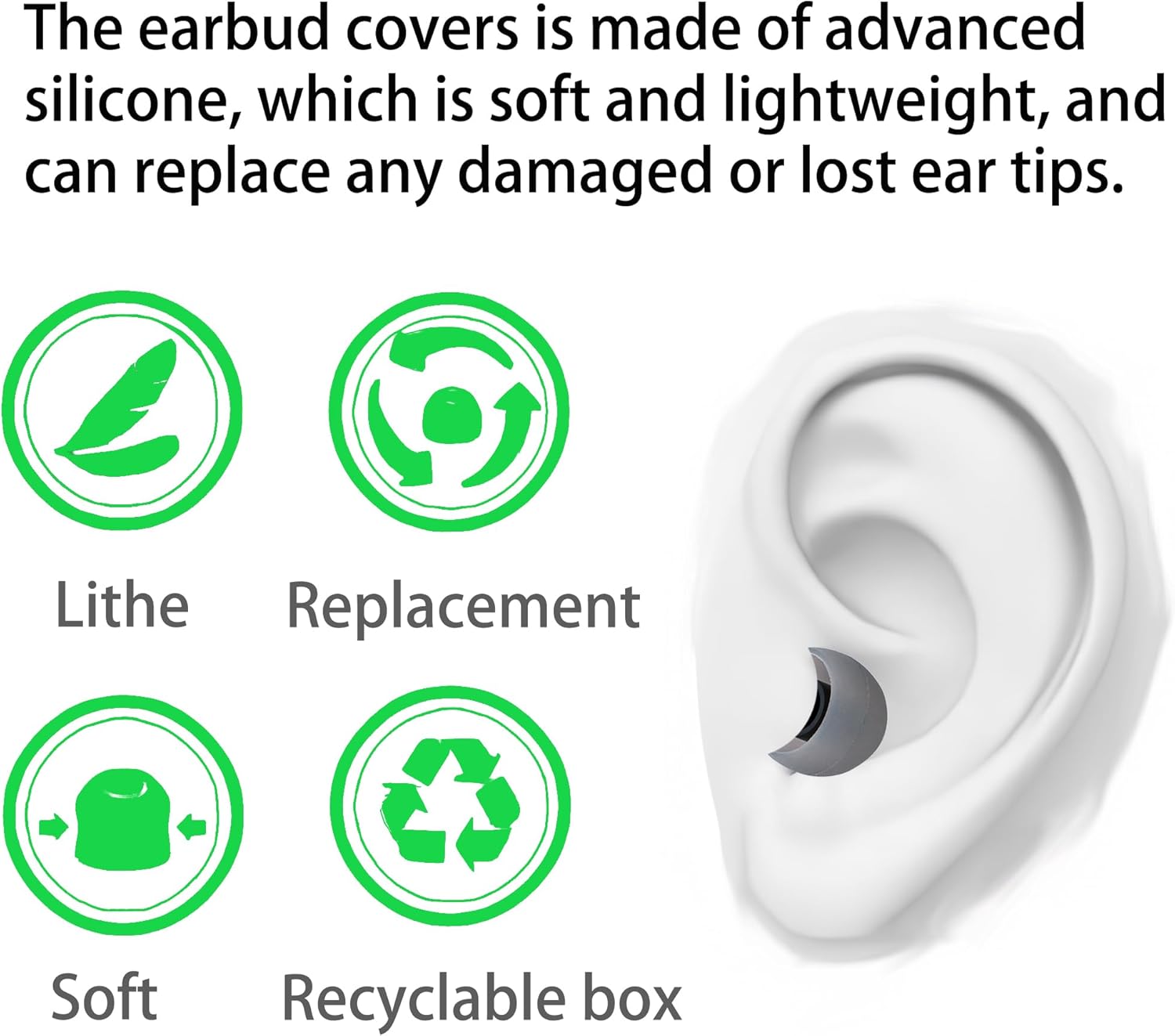Earbud Replacement Tips - Silicone Earbuds in 3 Sizes (S, M, L) - Fit Most In-Ear Earbuds (Inner Hole 3.8mm -5.1mm) - 9 Pairs