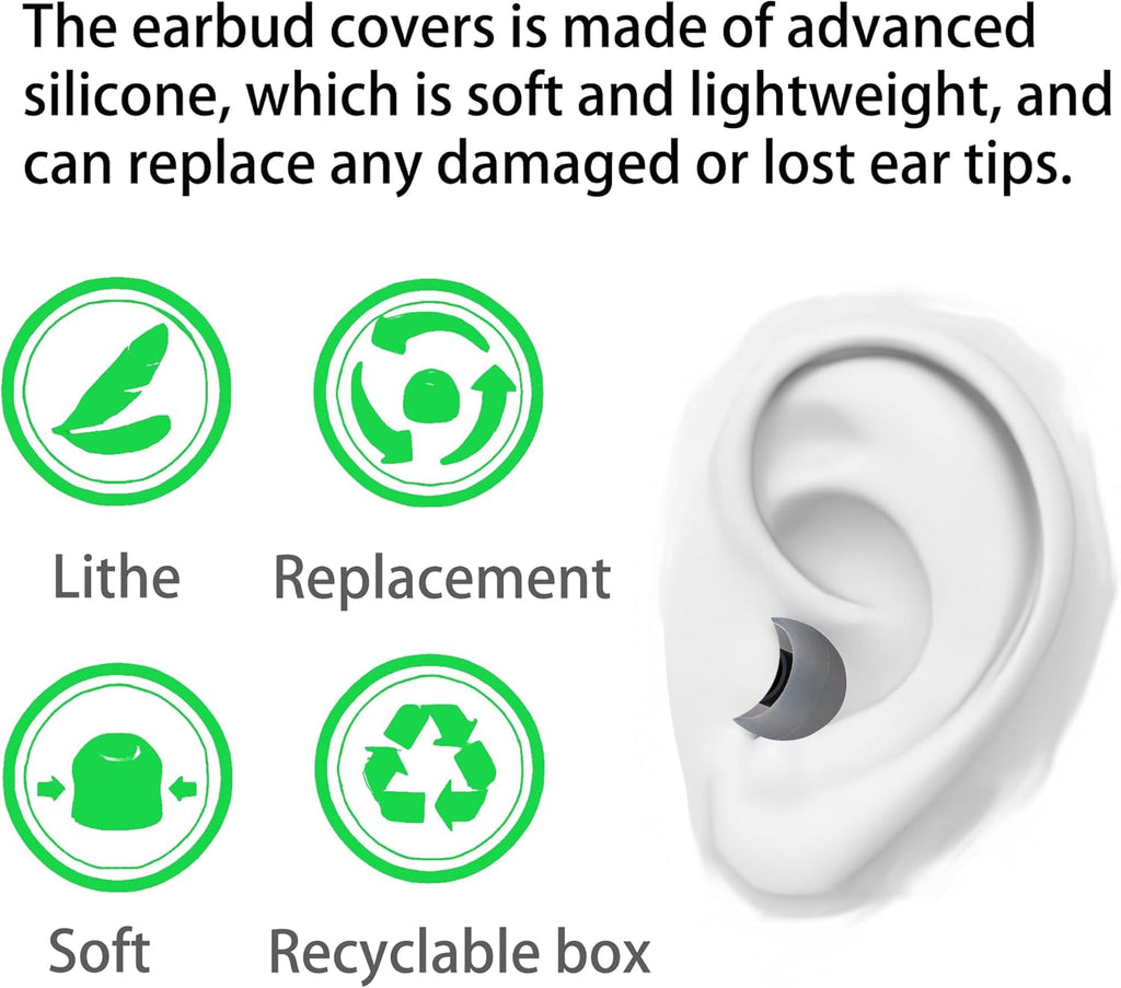 Silicone Replacement Earbud Tips Earbud Covers Eartips Fit Most in-Ear Earbuds(Inner Hole 3.8mm -5.1mm) Headphone Earbuds Rubber Tips 18 Pairs S M L