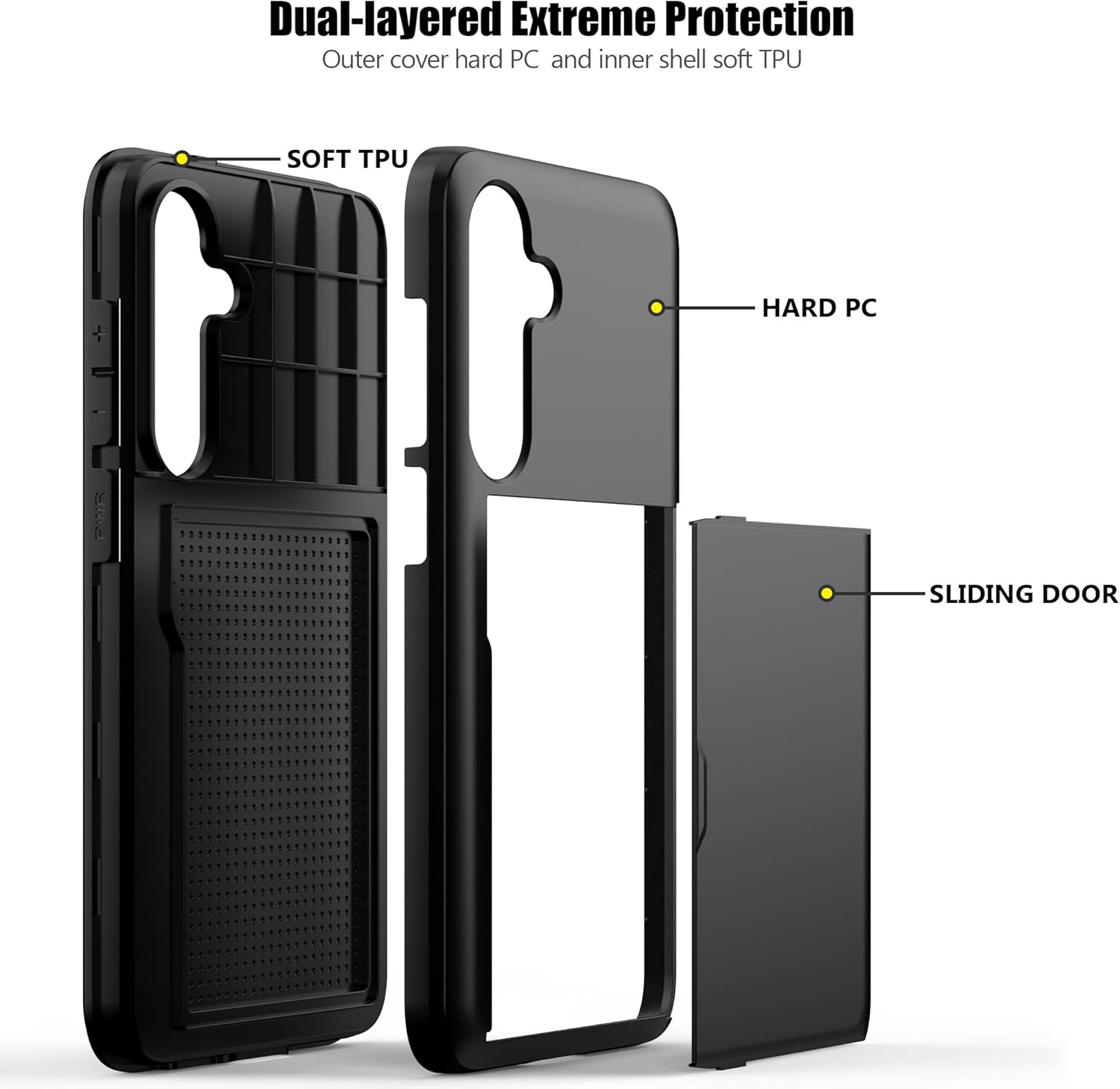 Nvollnoe for Samsung S25 Plus Case with Card Holder Dual Layer Heavy Duty Protective Case Hidden Card Slot Slim Wallet Cover for Samsung S25 Plus 6.7''(Black)