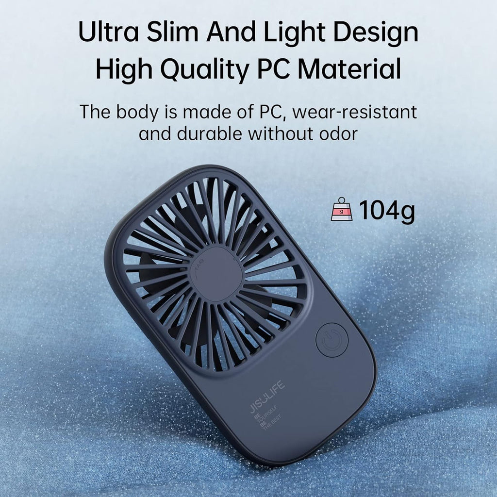 JISULIFE Handheld Mini Lash Fan with Bracket, Small Portable USB Rechargeable Personal Makeup/Eyelash Fan with 3 Speeds for Women Mom Girls Office Outdoor Travel Blue