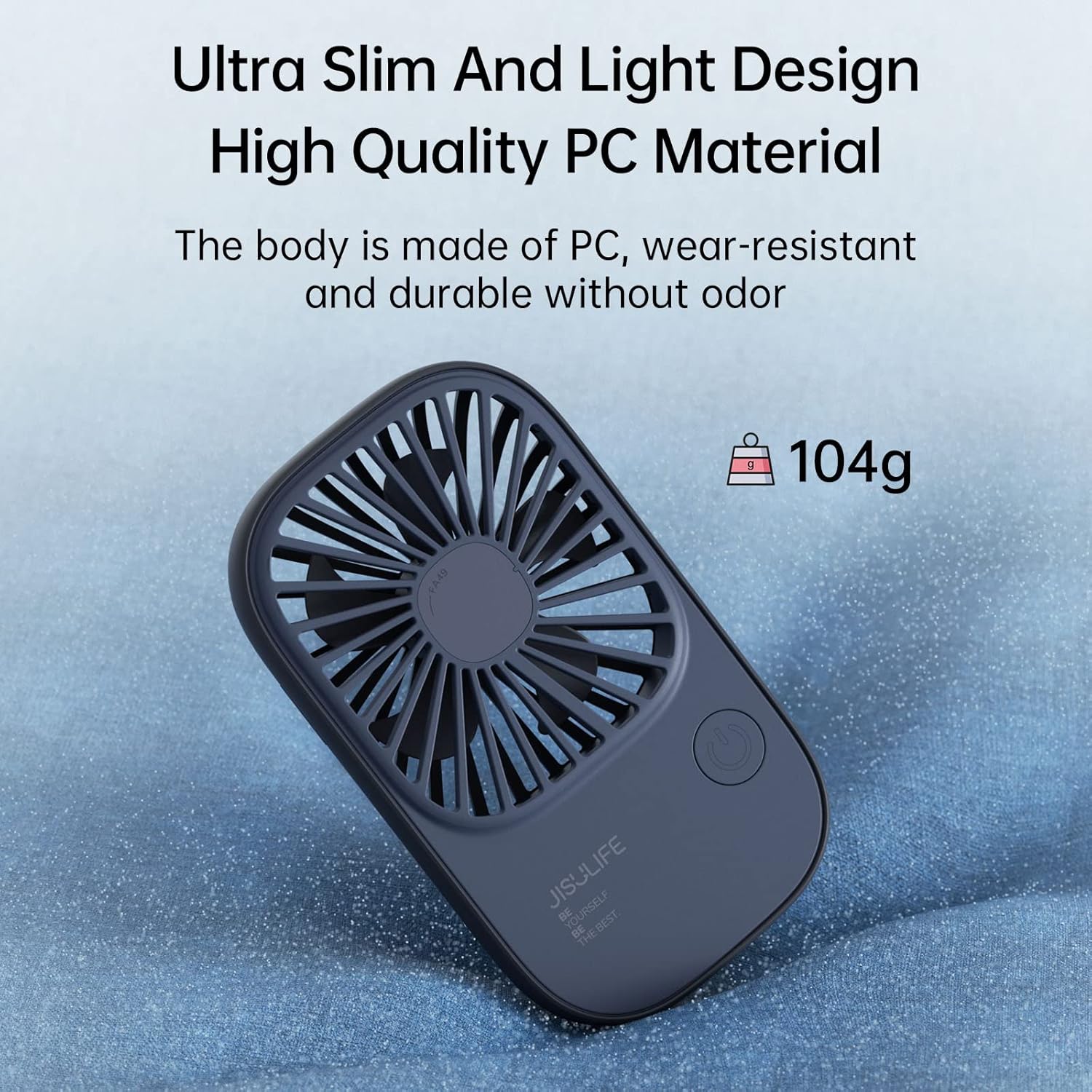 JISULIFE Handheld Mini Lash Fan with Bracket, Small Portable USB Rechargeable Personal Makeup/Eyelash Fan with 3 Speeds for Women Mom Girls Office Outdoor Travel Blue