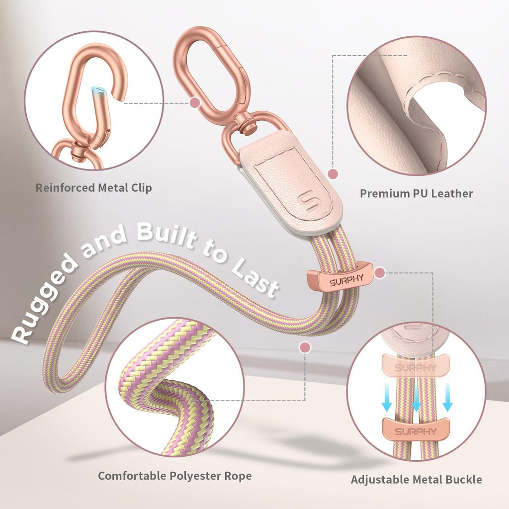 SURPHY Phone Wrist Strap, Keychain Wristlet, Phone Strap Charm with Tether Tab, Cellphone Lanyard Wrist, Key Chain for Women