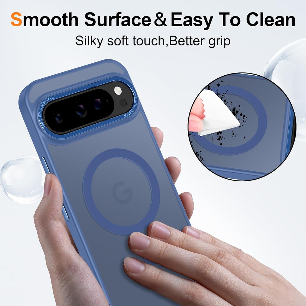 Magnetic for Google Pixel 9 Pro XL Case, [Military Grade Drop Protection] [Compatible with MagSafe] Shockproof Slim Translucent Matte Anti-Slip for Women Girls Men Case, Blue