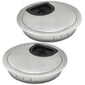 Desk Grommet 2-3/8" (60 mm), Desk Cord Hole Cover, Cable Grommet Metal Zinc Alloy Materilal, Desk Hole Grommet for Office and Home Table Cable, Detachable Cable Cord Organizer (Brushed Silver 2 Pcs)