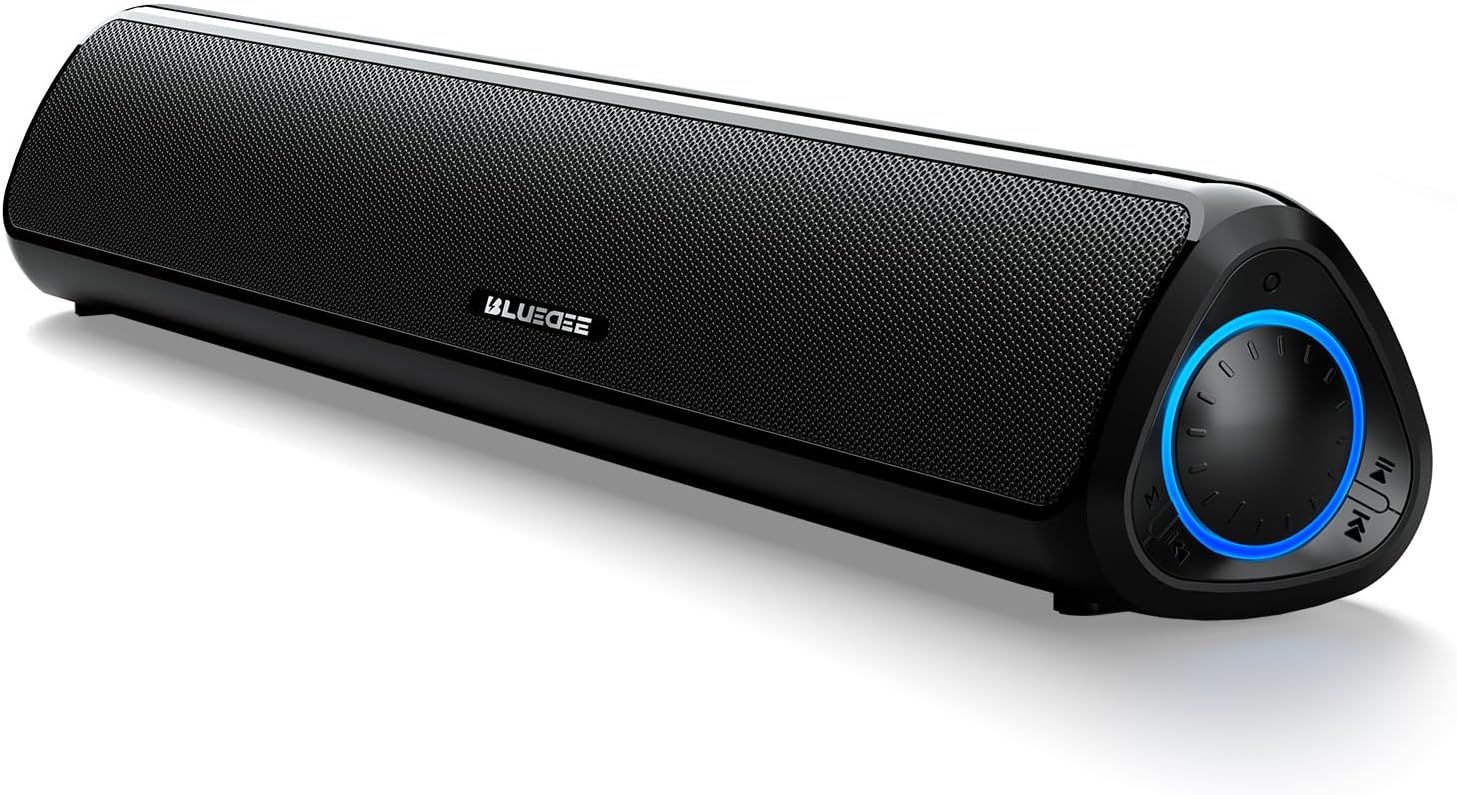 Computer Speakers for Desktop PC, HiFi Stereo Poratble 5.3 Bluetooth Computer Speakers, Computer Sound bar, 3.5mm Aux-in Pc Soundbar with Deep Impactful Bass, Gaming Speakers for PC,Laptop,Tablet