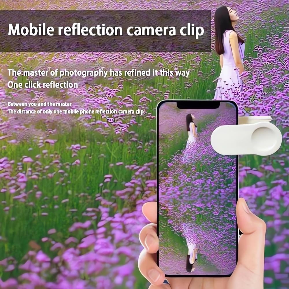2024 Smartphone Camera Mirror Reflection Clip Kit -【New Version】 Smartphone Selfie Reflector, Adjustable Mobile Phone Reflection Camera Clip, Mirror Reflection Phone Clip for All Phones (2PCS-Balck)