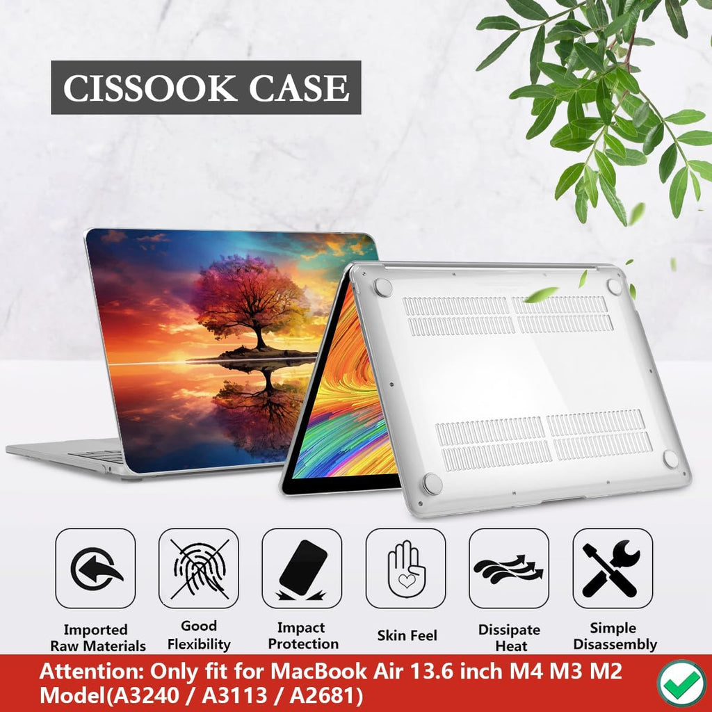 CISSOOK Compatible with MacBook Air 13.6 inch Case 2025 2024 2023 2022 Release Model A3240 A3113 A2681, Protective Plastic Hard Shell Case Cover for MacBook Air 13 inch M2 M3 M4, Tree Landscape