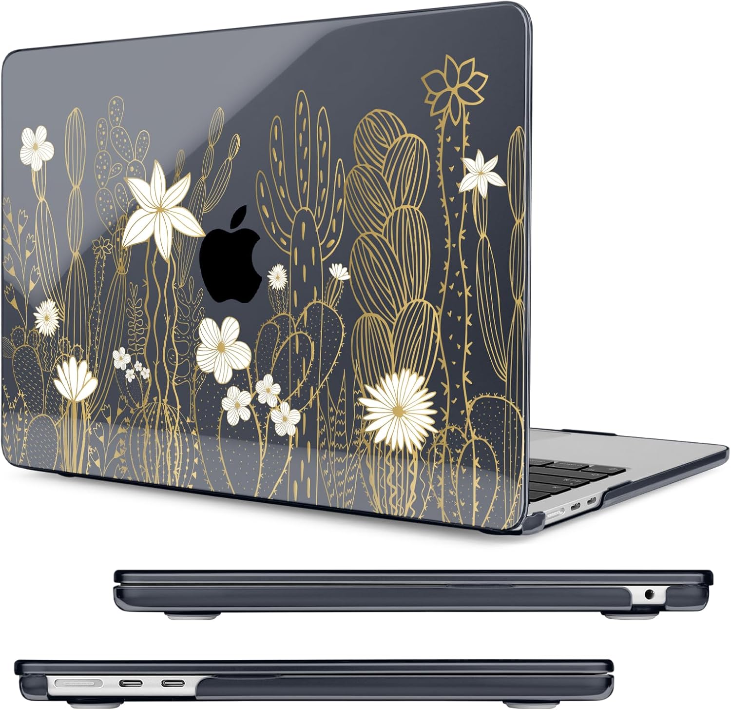 Compatible with MacBook Air 15 inch Case, M4 A3241/M3 A3114/M2 A2941 (Released 2025 to 2023), Hard Shell, Keyboard Cover, Screen Protector, Webcam Cover & Type-C Adapter, Cute Cactus